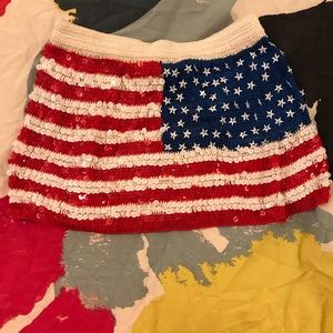Sequin American flag vintage mini skirt